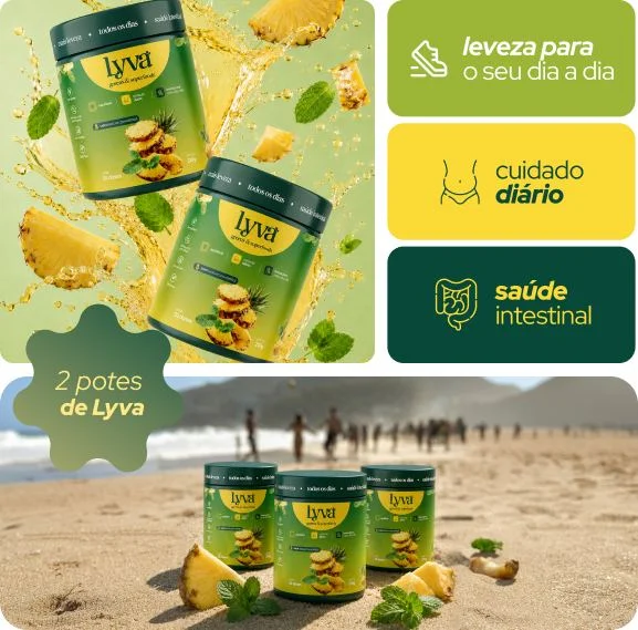 Dois potes de Lyva com abacaxi e hortelã — leveza para o seu dia a dia, cuidado diário, saúde intestinal