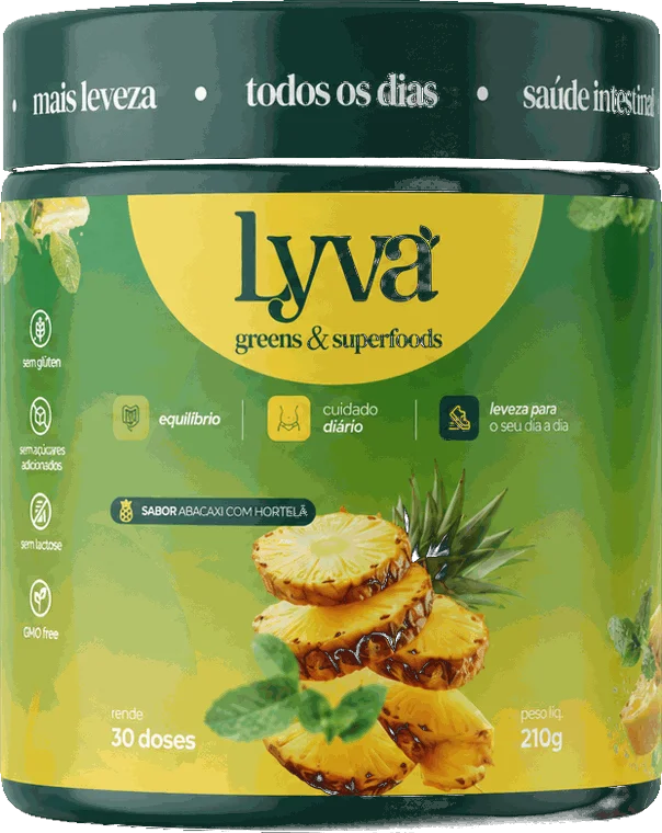 Pote de lyva greens & superfoods sabor abacaxi com hortelã